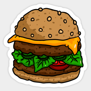 fast food burger bun. tasty hand drawn art by JJadx. Sticker